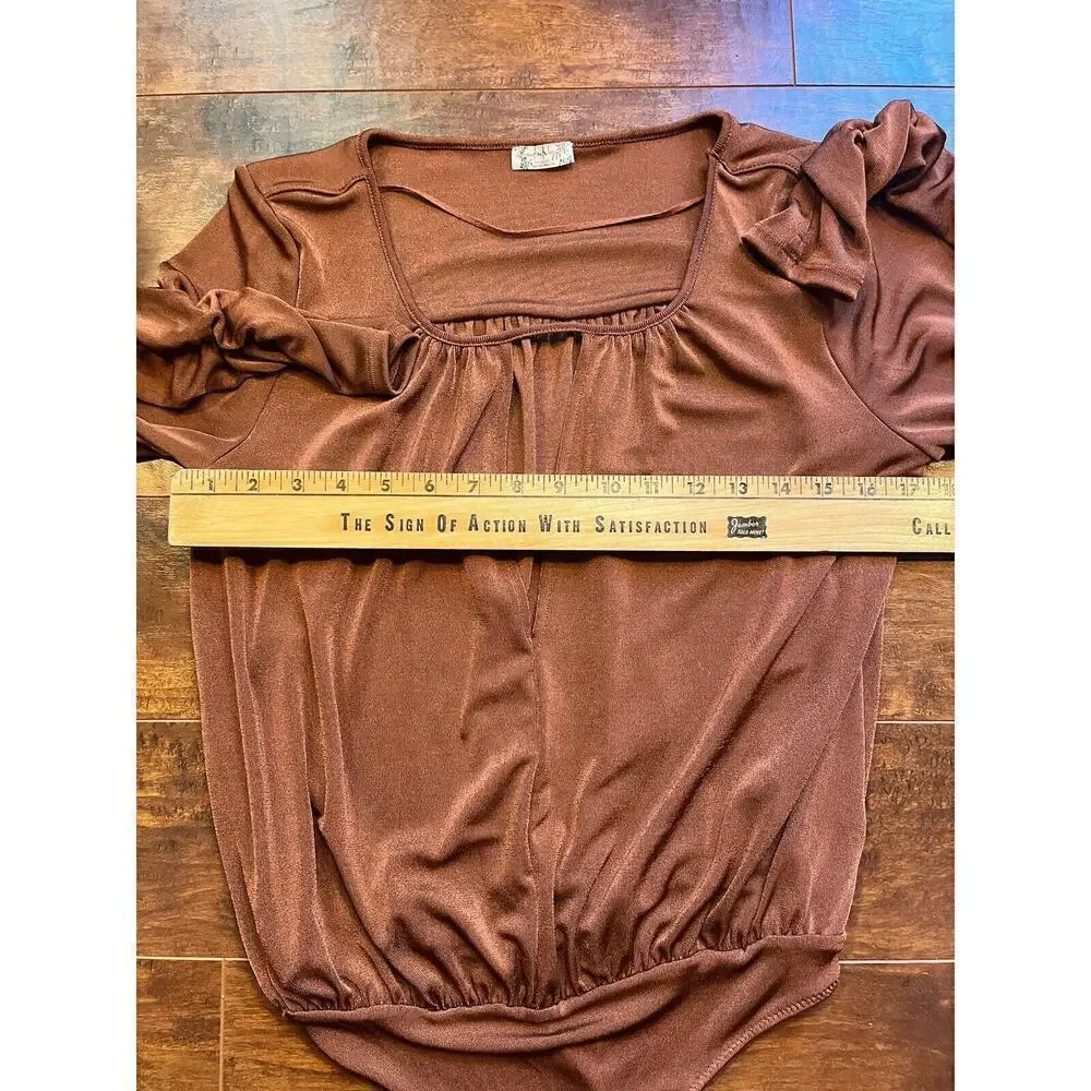 Intimatley Free People Bodysuit Thong Bronze Long Sleeve Size Small
